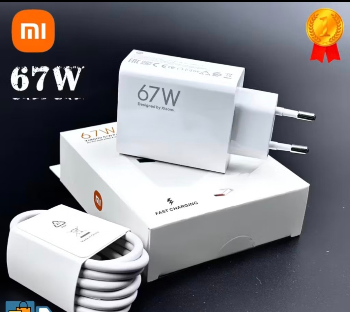 Carregador rápido 67W com 6A USB C cabo 1M Tipo C