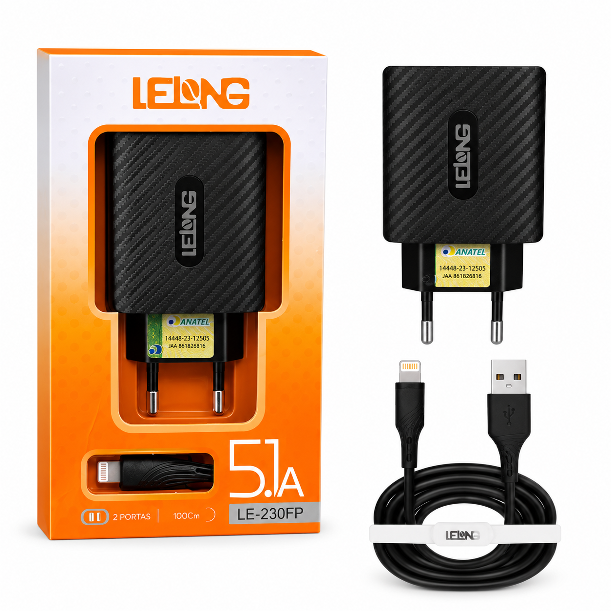 Carregador Rápido Tomada Lelong LE-230FP USB-C para Lightning 20W (para iPhone/iPad)